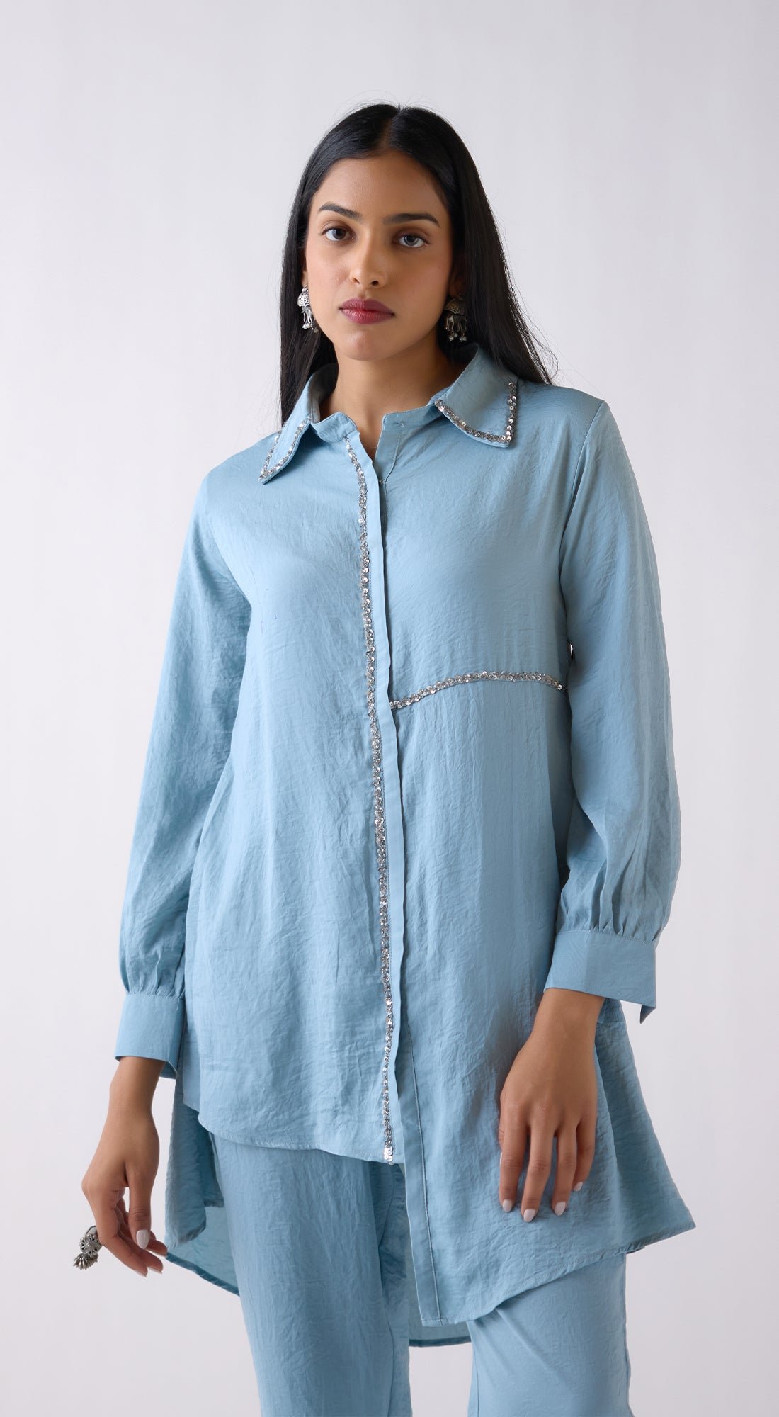 Crepe Satin Long Shirt