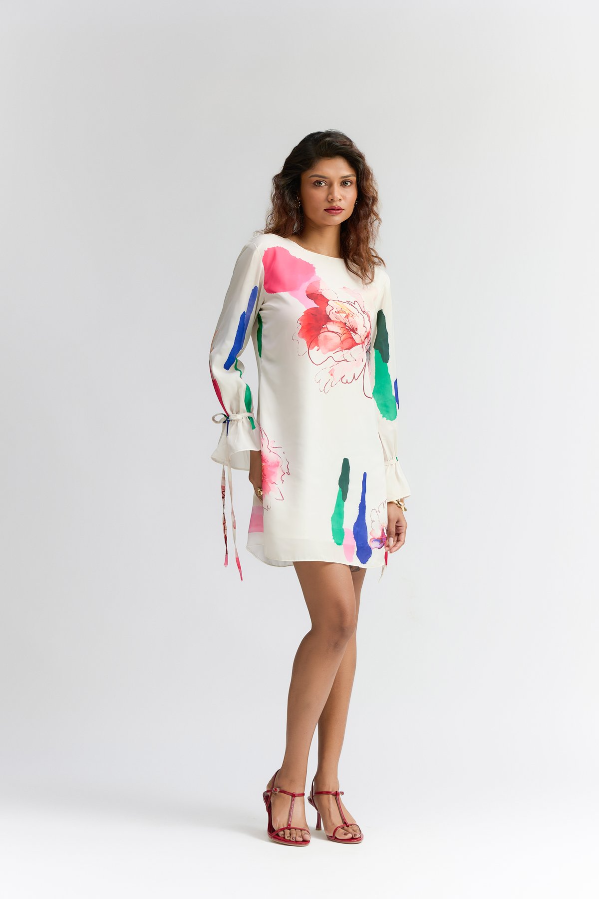 Colour Splash Blosson Printed Short Dress