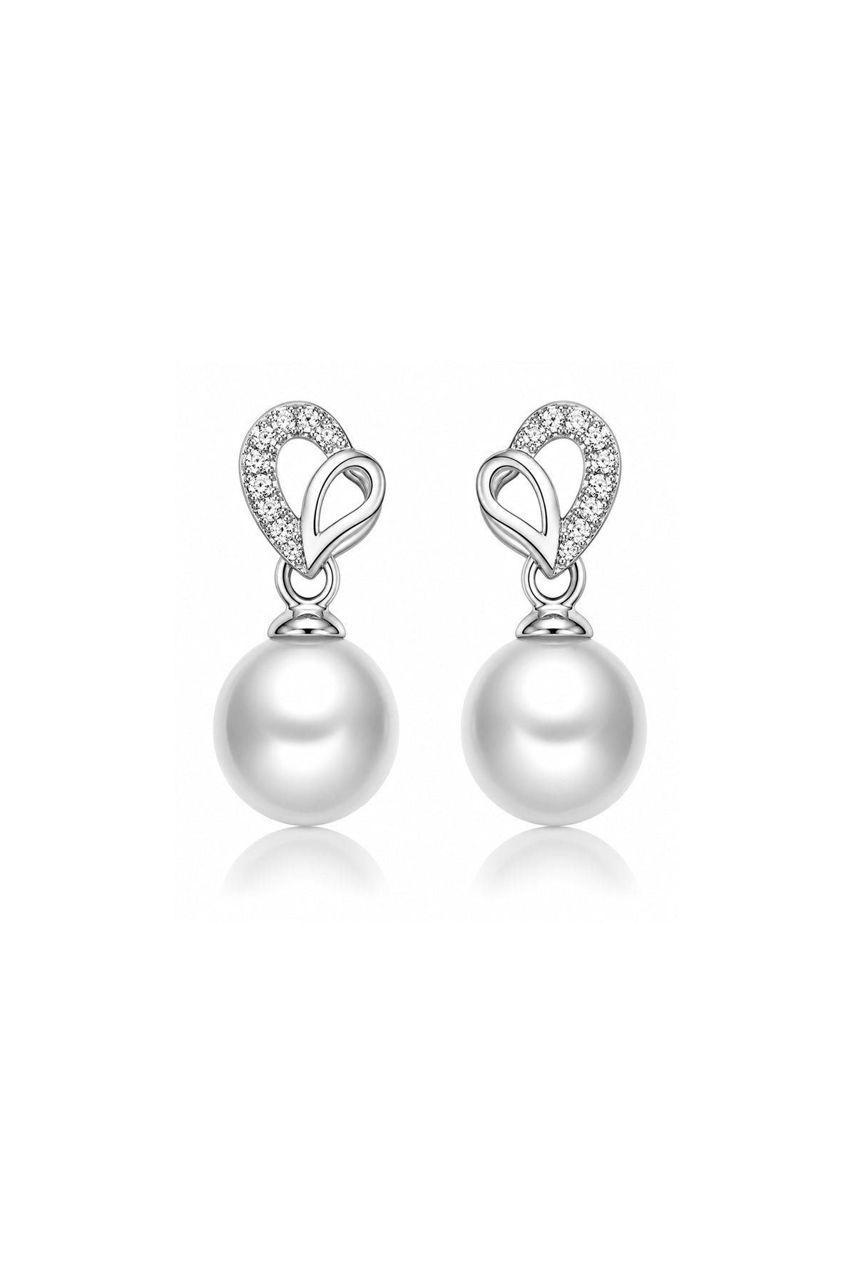 Silver Heart of Pearl Earrings