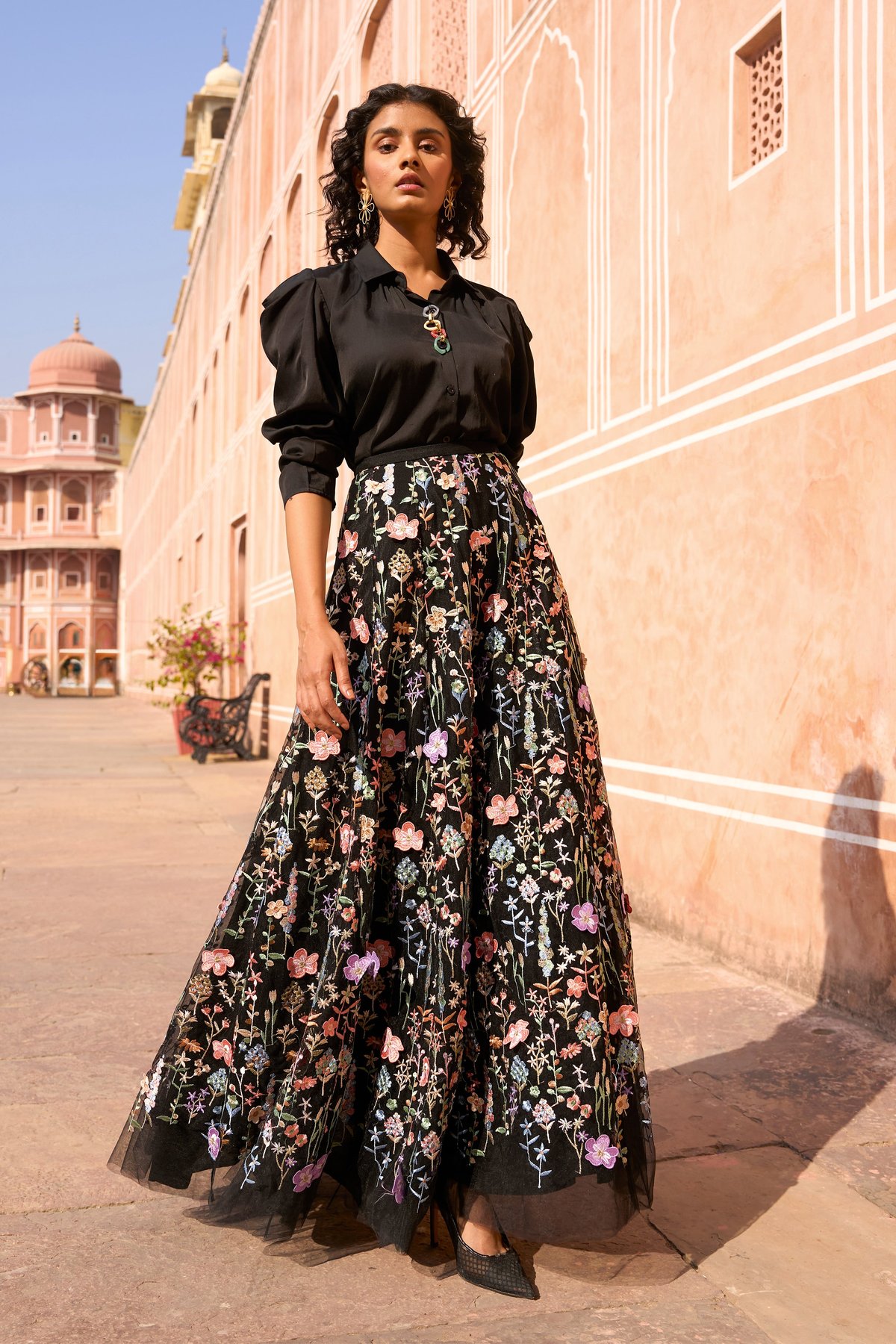 3D Floral Maxi Skirt | Coyu