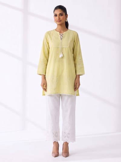 Yellow Embroidered Kurta and Pants Co-ord Set