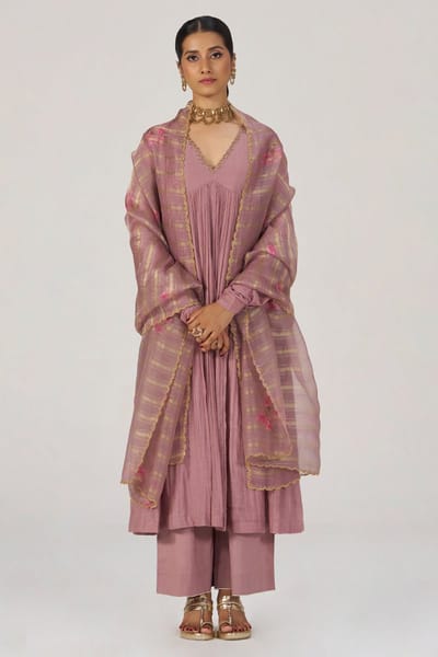 Woodrose Chanderi Silk Festive Kurta Set
