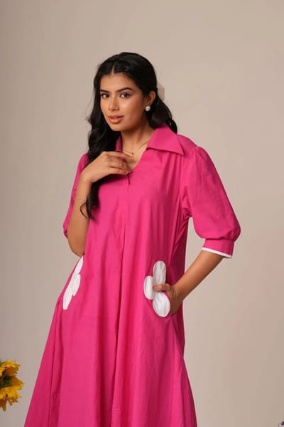 Flower Pocket A-Line Dress