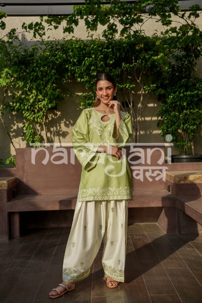 VEYA - Green Embroidered Cotton Co-ord Set