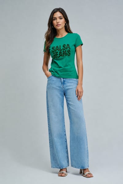 Dark Green Slim Fit Embellished Logo T-Shirt