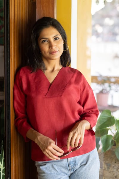 Linen V Neck Top