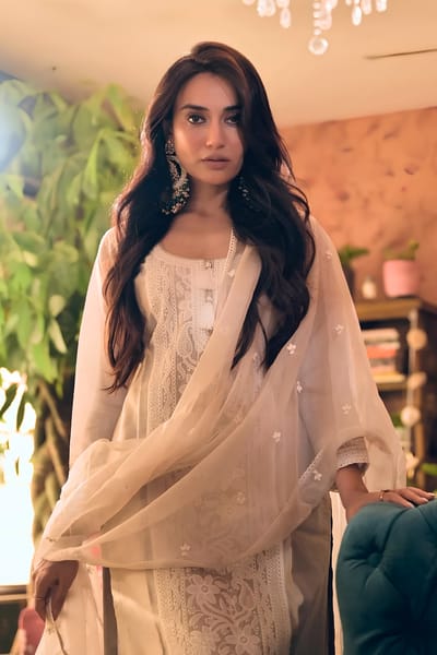 Beige Chanderi Silk Embroidered Kurta Set with Dupatta
