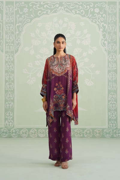 Multi Printed Bemberg Crepe Co-ord Set with Wide-Leg Pants