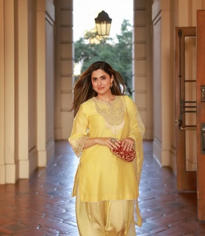 Lemon Yellow Embroidered Short Kurta with Salwar Set