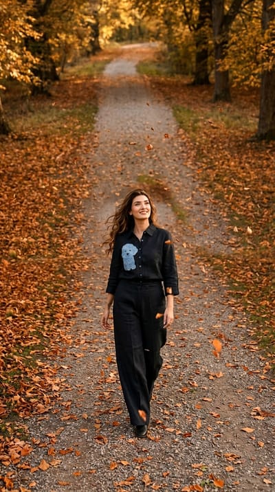 Navy Linen Button-Down Shirt with Dog Appliqué