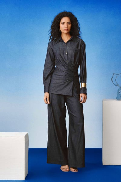 Echo Draped Denim Set