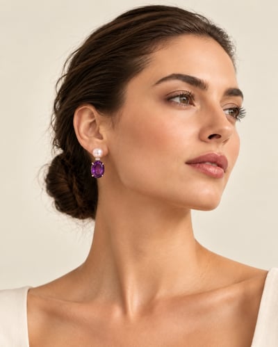 Opulent Symphony: Handcrafted Amethyst, Pearl & Moissanite Treasures