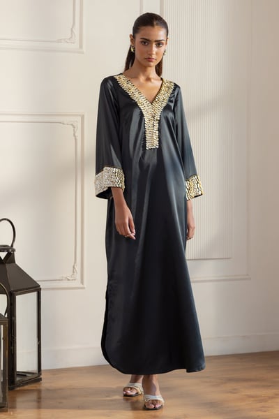 Hand Embellished Mother of Pearl Kaftan