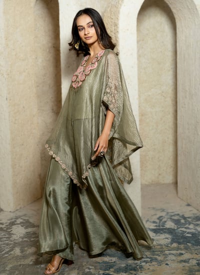 Olive Bloom Kaftan Set