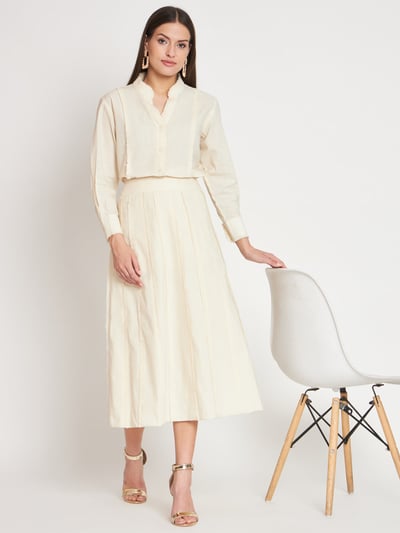 White Organic Cotton Shirt with A-Line Skirt