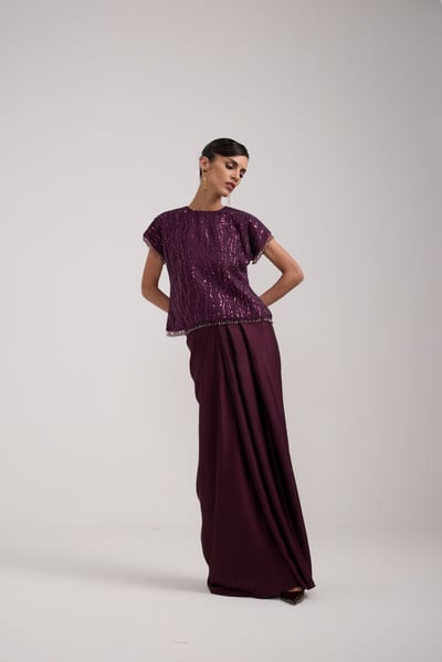 Sequin Draped Skirt Set