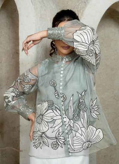 Dusty Blue Applique Coord Set