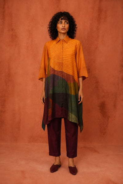 Orange Silk Kurta with Pant