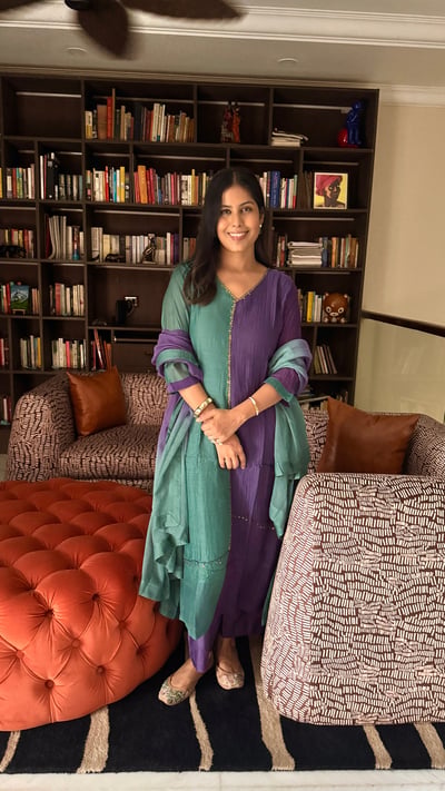 Dual-Tone Teal & Purple Kurta Set