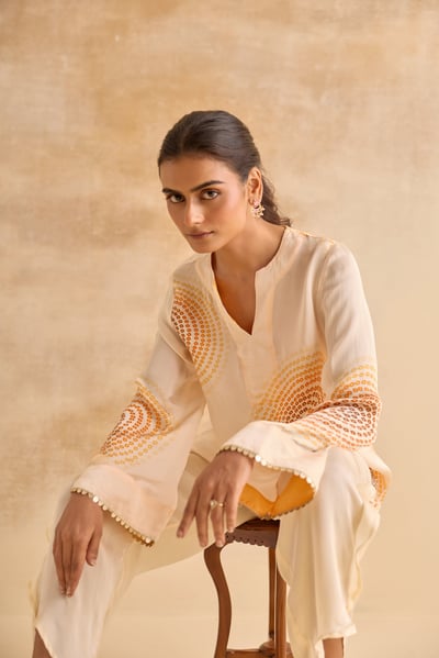 Meher Ivory Bell Sleeve Tunic