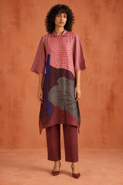 Wine Pink Day Dream Asymmetric Kurta Set
