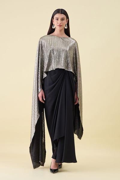 Gold Draped Maxi Dress