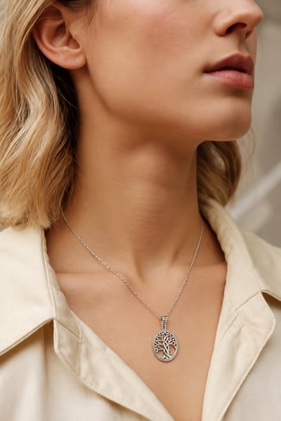 925 Sterling Silver Intertwined Tree of Life Pendant unisex