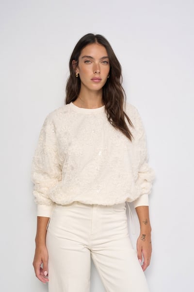 Sweatshirt With 3D Flowers Effect