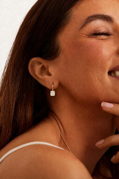 Gold Plated Sterling Silver Cushion Cut Solitaire Green Amethyst Earrings