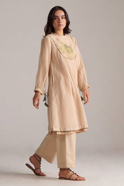 Macadamia Kota Silk Kurta and Pant Co-ord Set