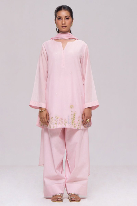Light Pink Mul-Chanderi Kurta Set