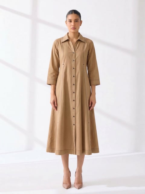 Beige Cotton Dress