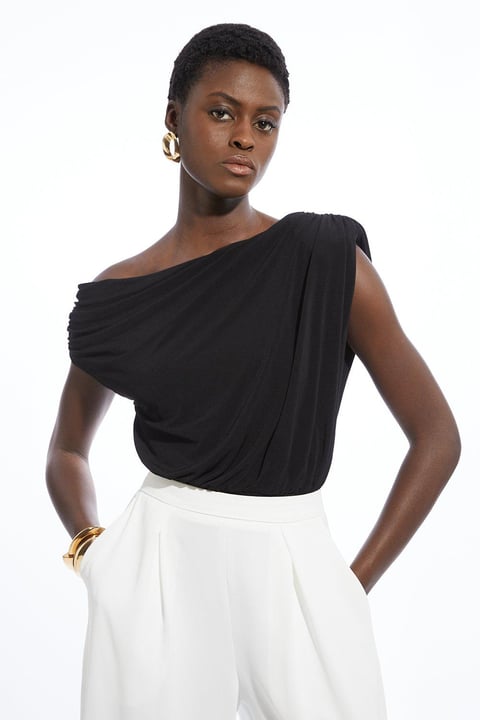 Jersey Crepe Asymmetric Bodysuit