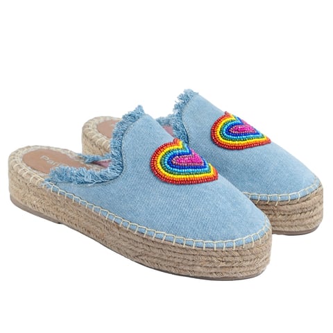 Heartbeat Espadrilles Light Denim Platforms