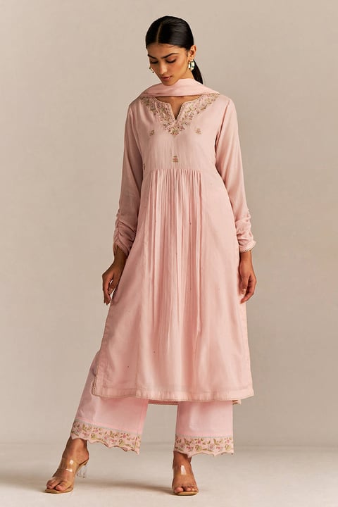 Crystal Pink Embroidered Kurta Set