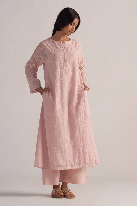 Potpourri Pink Pure Chanderi Co-ord Set