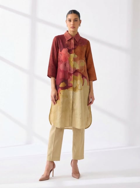 Brown Kurta Set Regular Fit