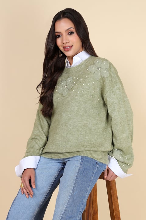 Floral Embellished Sweater