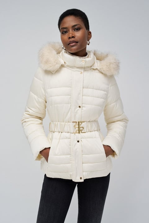 Short Puffer Coat With Fur