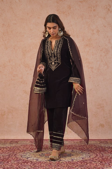 Regal Brown Velvet Suit