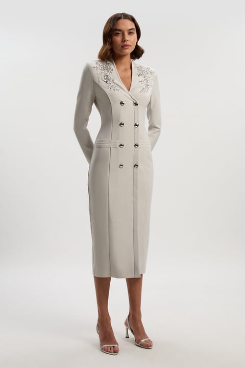 Bandage Form Fitting Embellished Maxi Dress