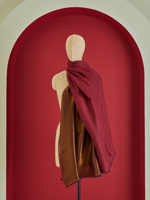 Wool Rv Zari Stole Red/Gold