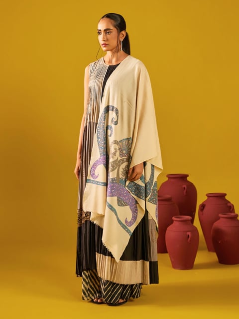 Pashmina Kalamkari Border Stole