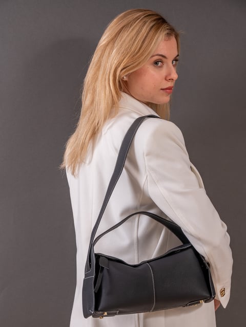 Pelle - Ladies Leather Baguette Bag Black