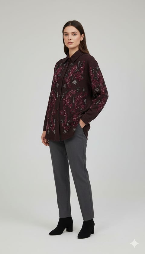 Embroidered Dark-Toned Shirt