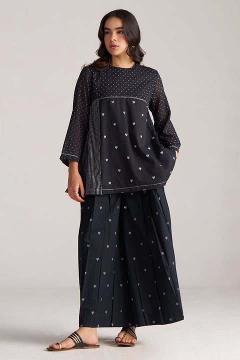 Black and White Printed Cotton Co-ord Set