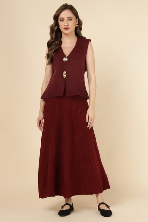 Burgundy Skirt Set