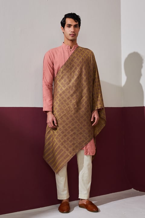 Zari Check Reversibles Pashmina Stole