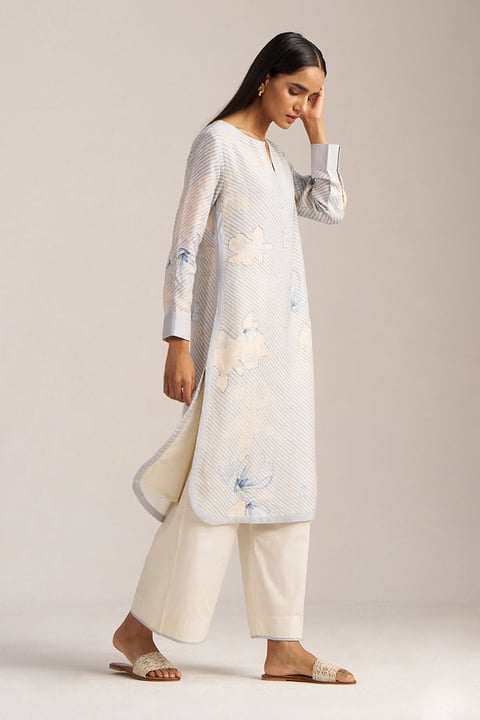Zen Blue And Pristine Linen Co-Ord Set