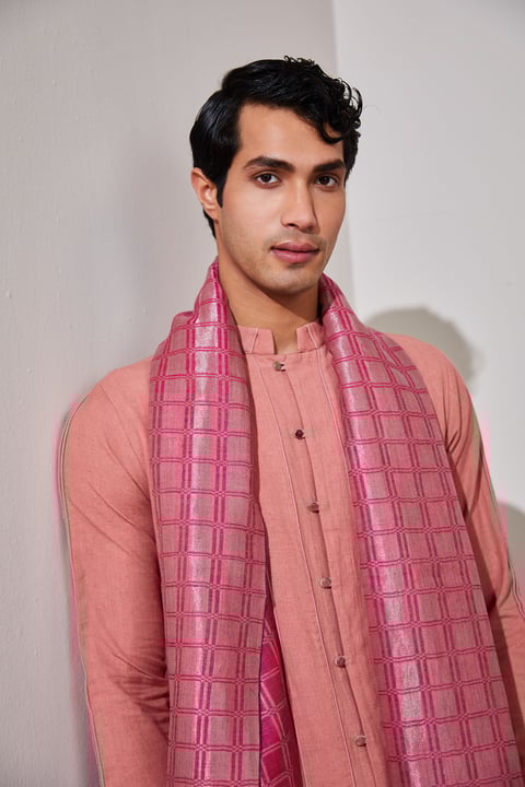 Zari Check Reversibles Pashmina Stole